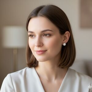 D'Bello Women's NWT White Faux Pearl Earrings 🐈